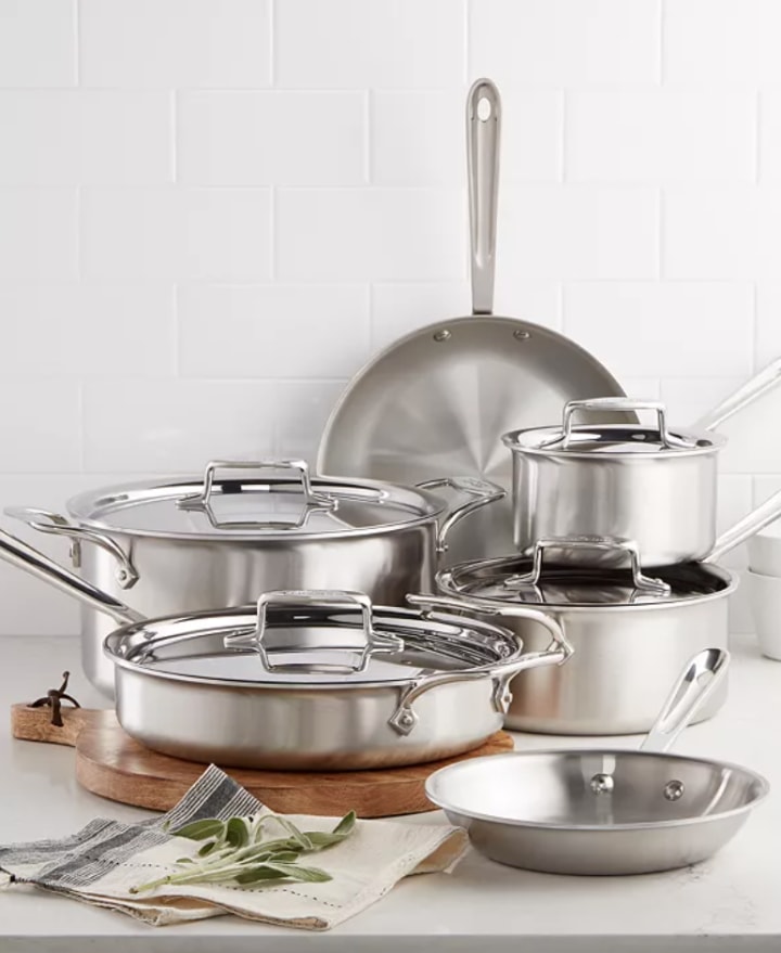 All Clad D5 Brushed Stainless Steel 10-Piece Cookware Set