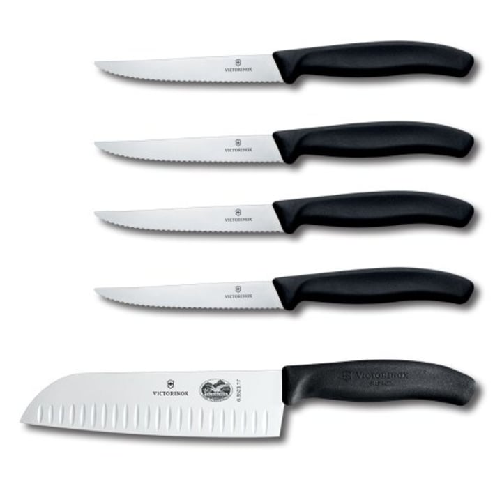 Victorinox Swiss Army 4-Piece Steak Knife Set and Santoku Knife