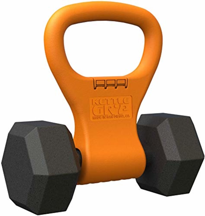 Kettle Gryp - Kettlebell Adjustable Portable Weight Grip Travel Workout Equipment Gear for Gym Bag, Crossfit WOD, Weightlifting, Bodybuilding, Lose Weight | Clamps to Dumbbells | Made in U.S.A.
