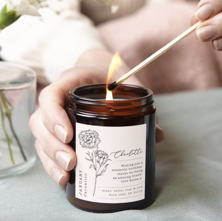 Birth Flower Personalized Candle