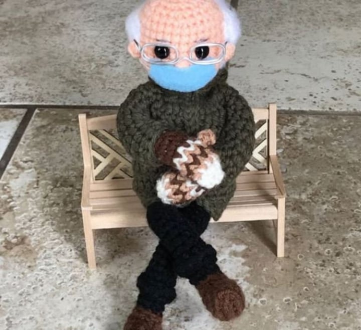 Bernie Crochet Pattern. Bernie Sanders Meme Gifts 2021.