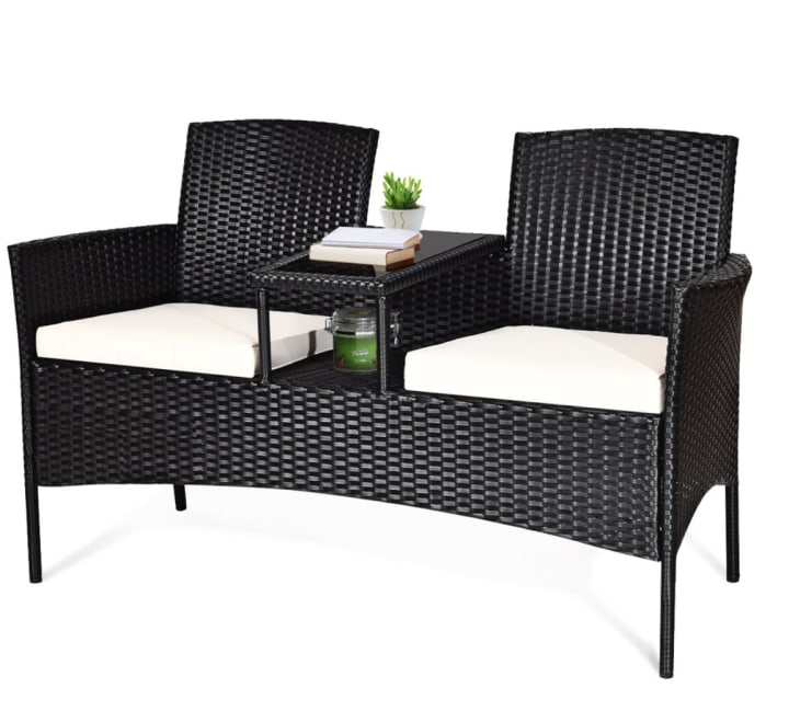 Costway Patio Rattan Conversation Set. Best outdoor furniture sales 2021.