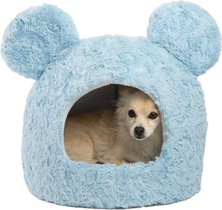 Mickey Mouse Shag Fur Hut Covered Cat &amp; Dog Bed