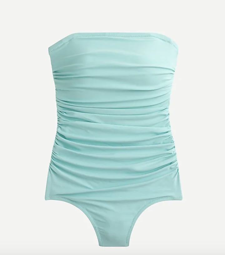 J.Crew Ruched Bandeau One-Piece Swimsuit. Best one piece swimsuits in 2021.