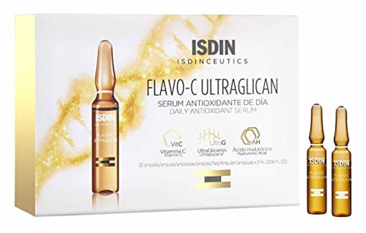 Isdinceutics Flavo-C Ultraglican 30 Ampoules Serum. Best vitamin C serums in 2021.