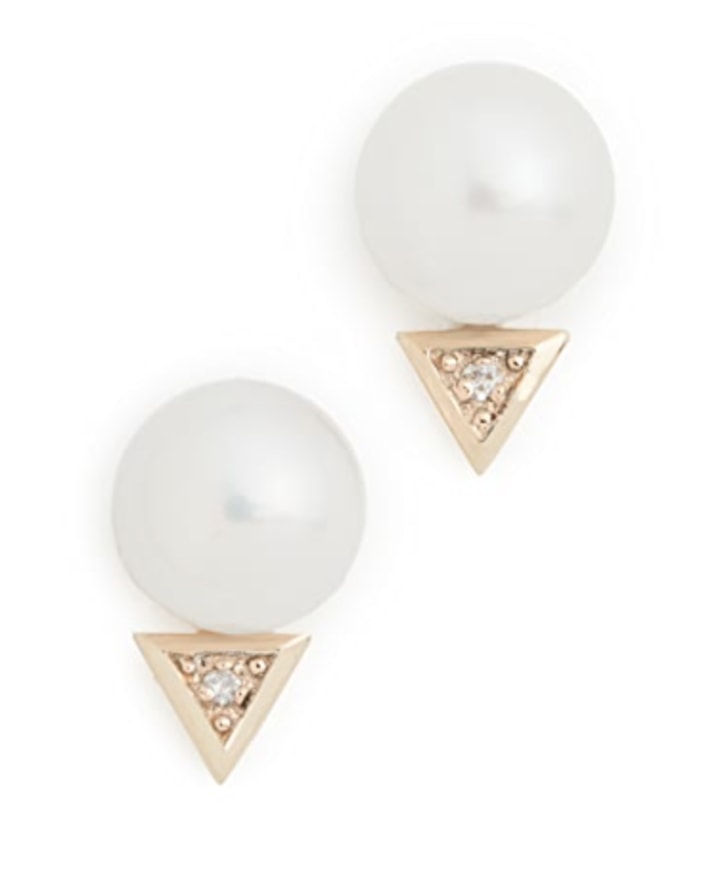 Mateo Triangle Pearl Stud Earrings
