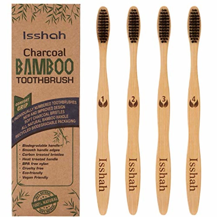 Isshah Biodegradable Bamboo Toothbrushes. Best sustainable bathroom products in 2021.
