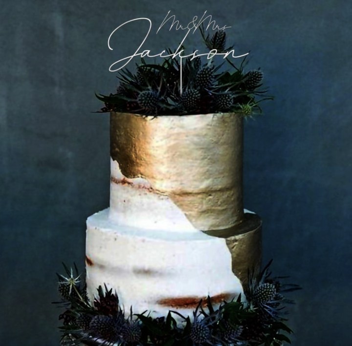 RAWKRFT Italian Script Cake Topper for Wedding