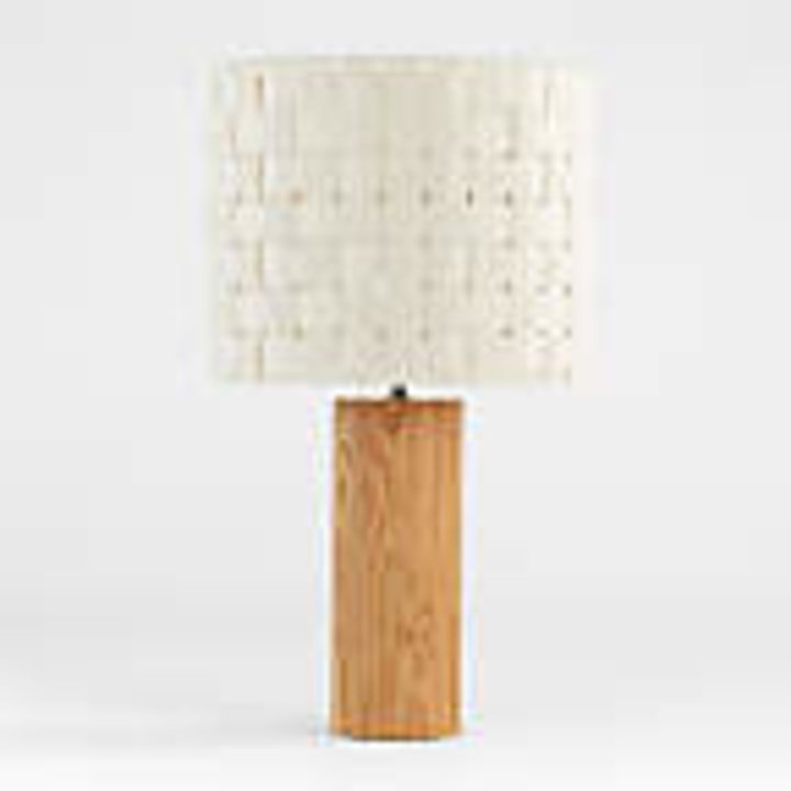 Crate &amp; Barrel x Shinola Parker Wood Table Lamp with Woven Canvas Shade