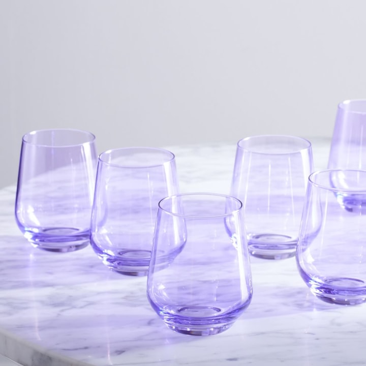 West Elm Estelle Colored Glass Stemless Wine Glass