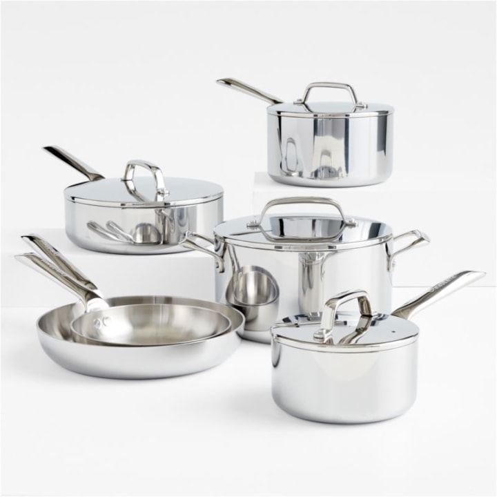 Crate &amp; Barrel EvenCook Core 10-Pc. Stainless Steel Cookware Set