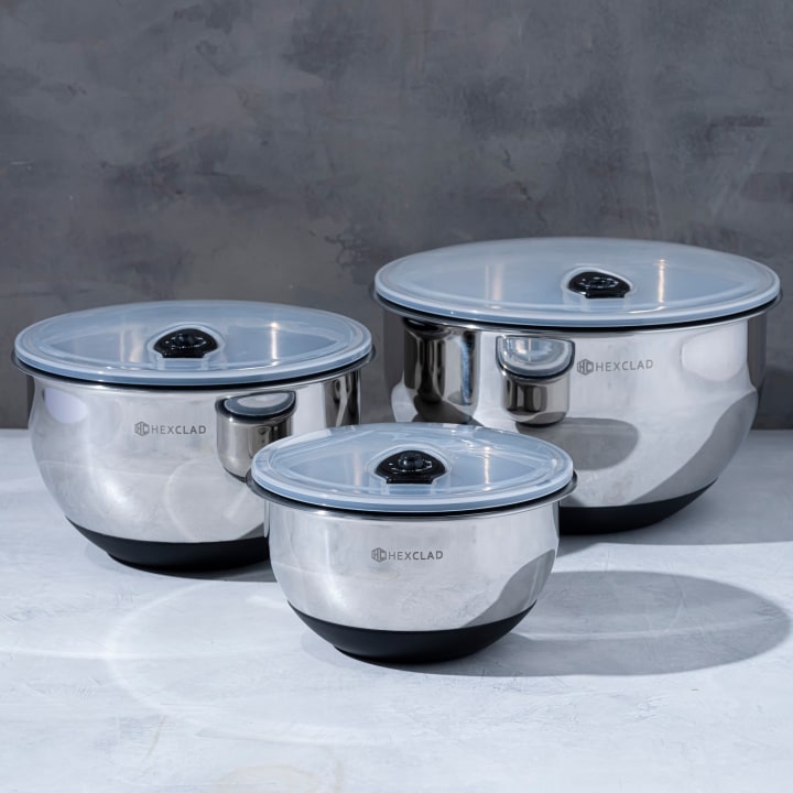 HexClad Stainless Steel Mixing and Storage Bowls