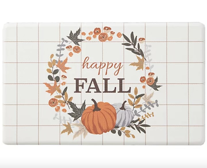 H for Happy "Happy Fall" Wreath Comfort Kitchen Mat