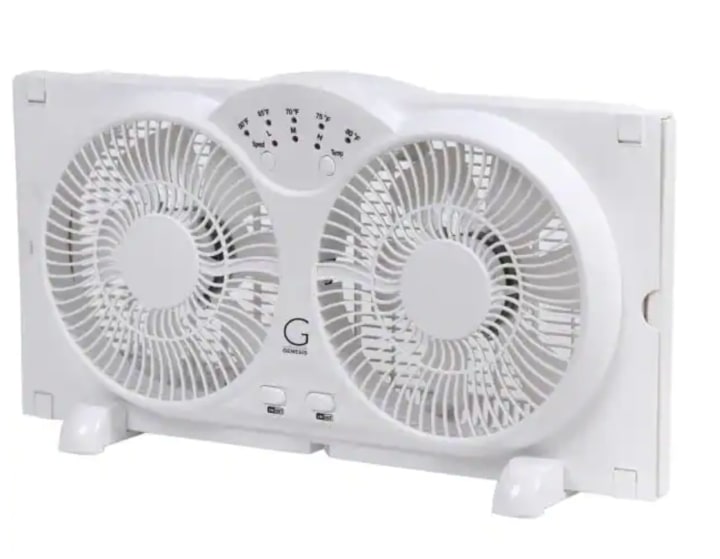 Genesis Adjustable Thermostat and Max Cool Technology Twin Window Fan