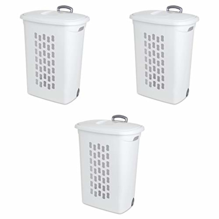 AllTopBargains Laundry Hamper Basket Aluminum Folding Double Section Light Dark Separator Large
