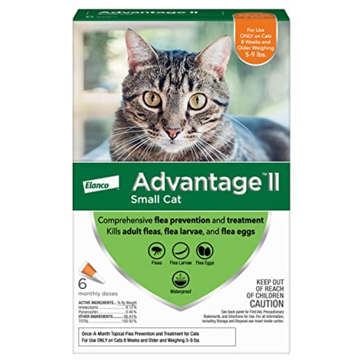 Advantage II Once-A-Month Cat &amp; Kitten Topical Flea Treatment Over 9 lbs., Pack of 6