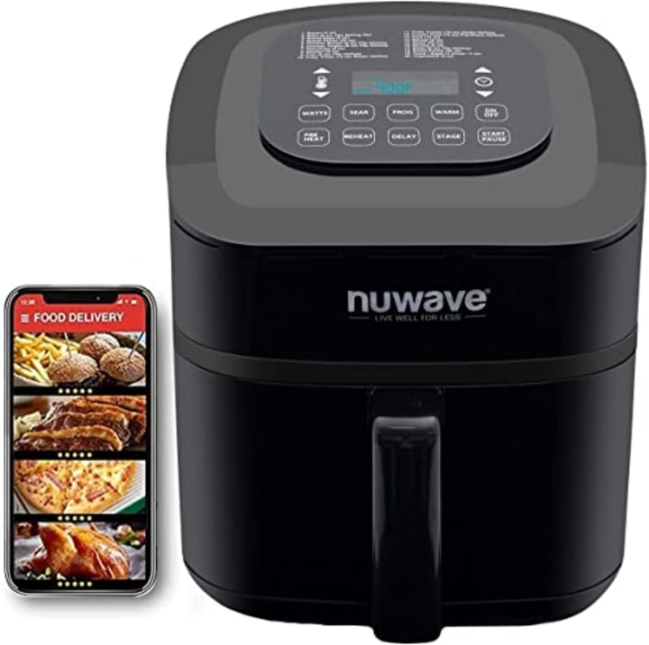 Nu Wave Brio 7-in-1 Air Fryer Oven, 7.25-Qt with One-Touch Digital Controls, 50?- 400?F Temperature Controls in 5? Increments, Linear Thermal (Linear T) for Perfect Results, Black
