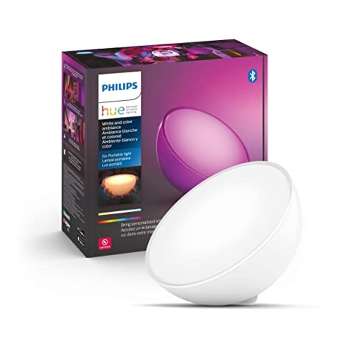 Philips Hue Go White and Color Portable Dimmable LED (Bluetooth &amp; Zigbee) Smart Light Table Lamp, White