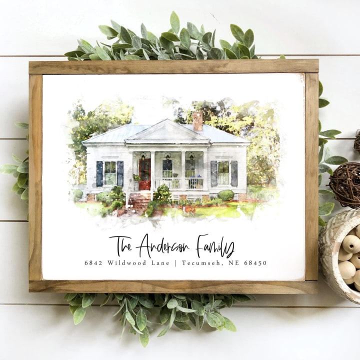 WillowBee Signs Watercolor Home Portrait