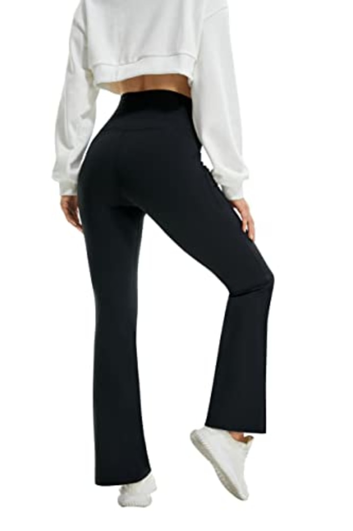 SATINA Flare Leggings, High Waisted Yoga Pants for Women, Tummy Control, Palazzo Pants, Buttery Soft