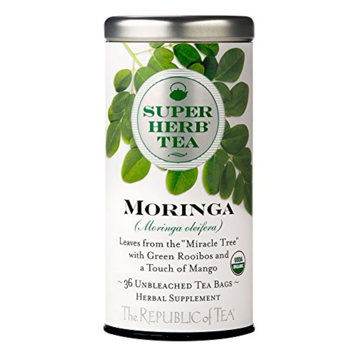 The Republic Of Tea Organic Moringa Superherb Herbal Tea, 36 Tea Bags, Caffeine-Free, Non-Gmo Verified (Amazon)