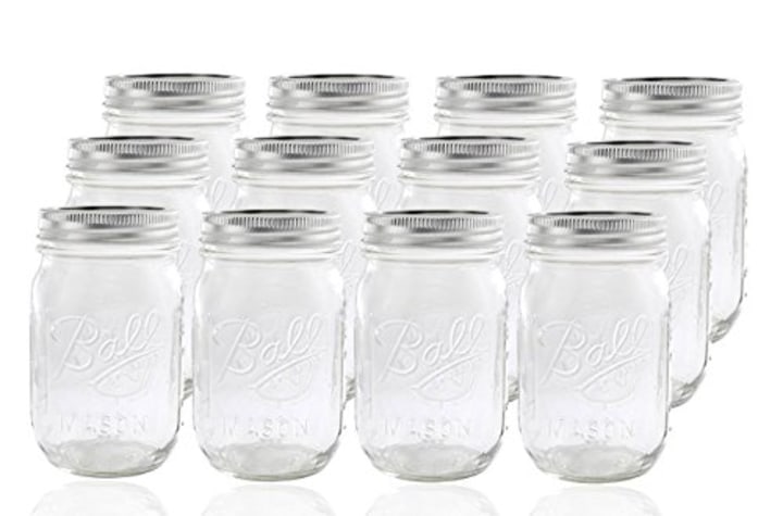 Ball Glass Mason Jar with Lid and Band, Regular Mouth, 12 Jars (Amazon)