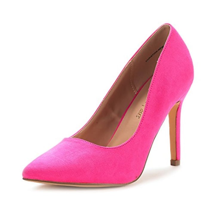 DREAM PAIRS Women&#039;s Christian-New Fuchsia Suede High Heel Pump Shoes - 5 M US