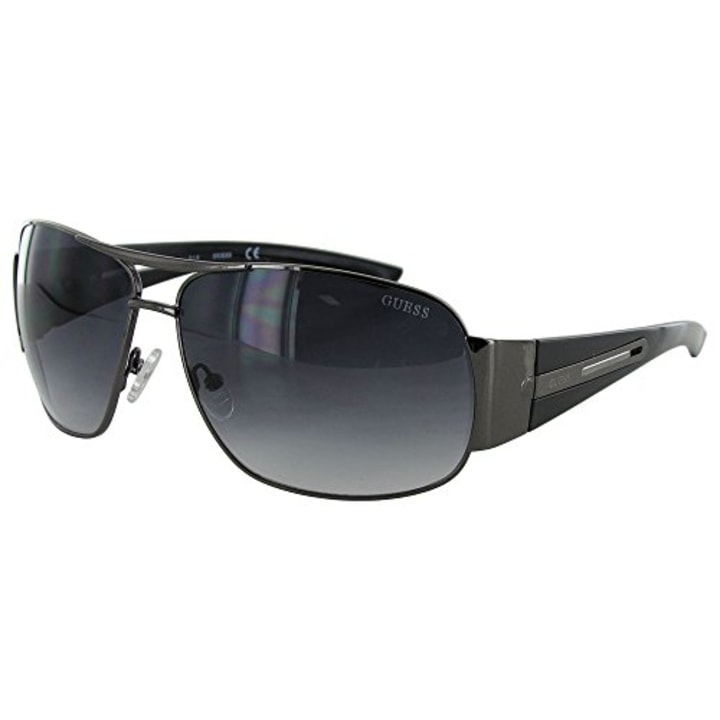 Guess GF0143 Wire Rim Wrap Around Fashion Sunglasses, Gunmetal/Black/Grey