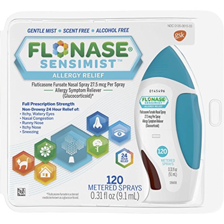 Flonase Sensimist Allergy Relief Nasal Spray, Allergy Medicine Scent-Free Alcohol-Free Gentle Mist 24 Hour Non-Drowsy, 120 sprays
