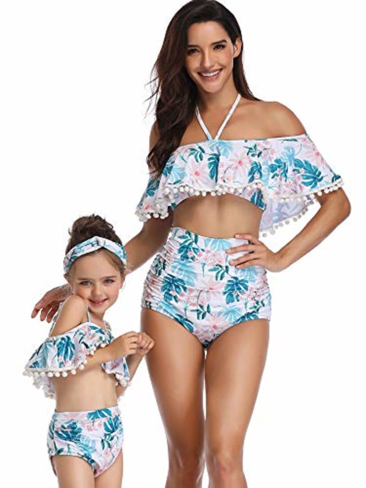 Ybenlow Mommy and Me Off-the-Shoulder Two Piece