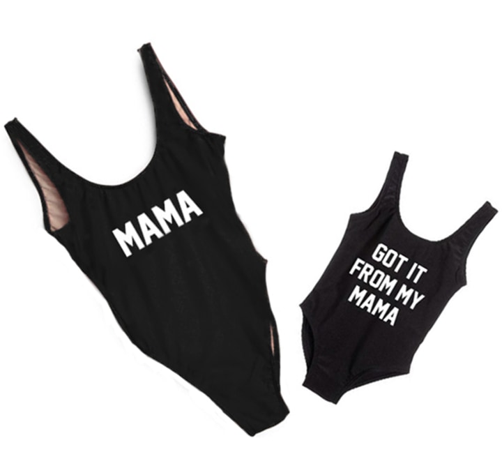 Emmababy Matching &quot;Mama&quot; One-Piece Swimsuits
