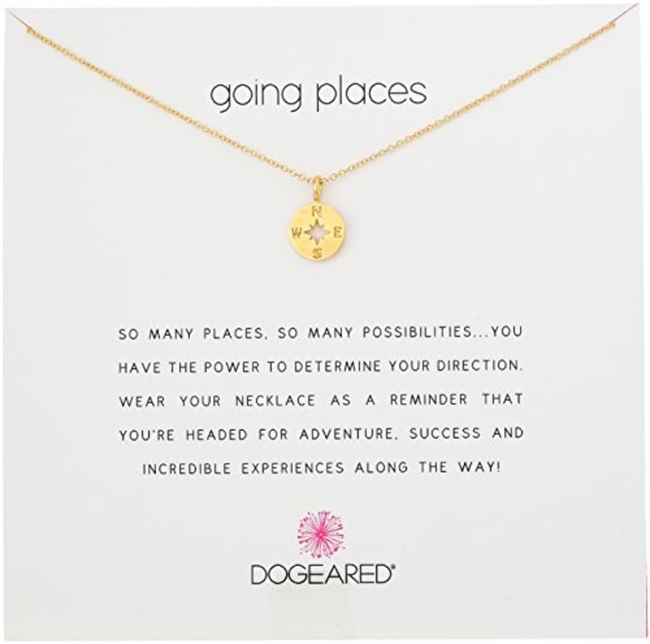 Dogeared &quot;Going Places&quot; Compass Disc Gold Dipped Chain Necklace, 18&quot;