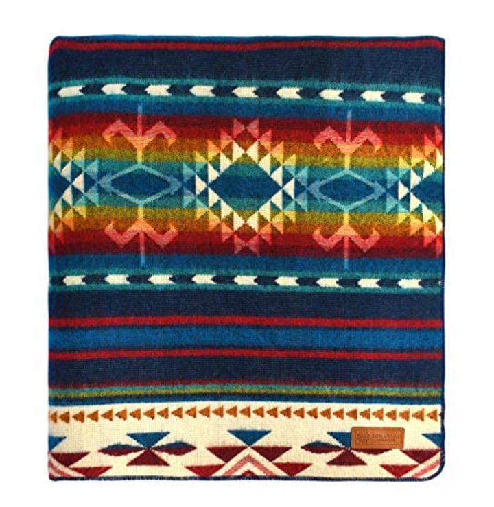 Ecuadane Large Southwestern Artisan Blanket, Handmade in Ecuador, Size 82" x 93" - Color Cotachachi Water