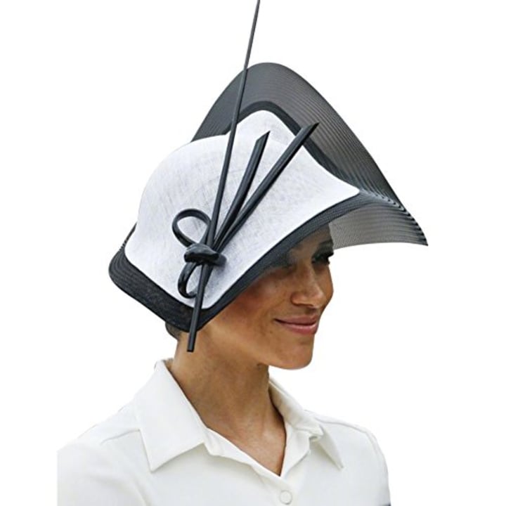 June&#039;s Young Fascinators Hat Sinamay Tea Party Headwear for Girls and Women Black White Color