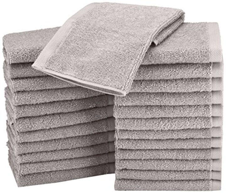 AmazonBasics Washcloth - Pack of 24, Grey