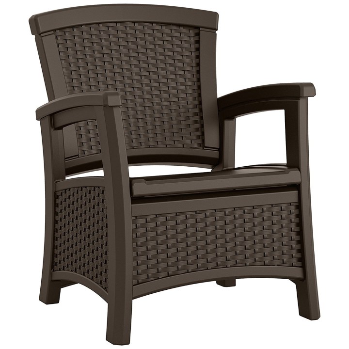 Suncast Elements Resin Club Chair with Storage, Java, BMCC1800