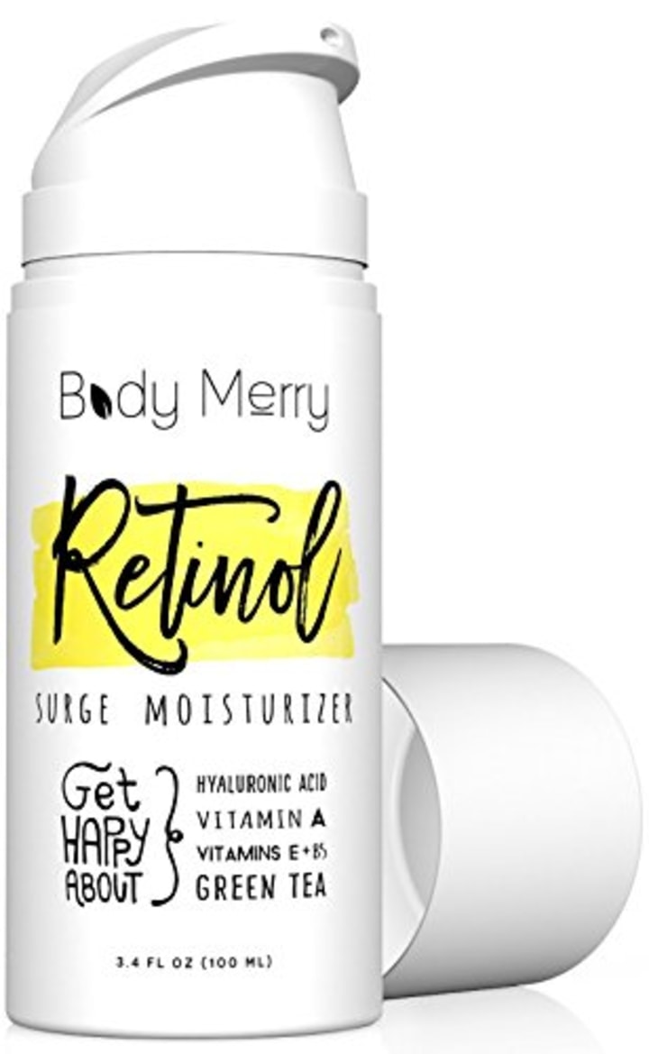 Body Merry Retinol Moisturizer Anti Aging/Wrinkle &amp; Acne Face Moisturizer Cream w Hyaluronic Acid + Vitamins; Deep Hydration for Men &amp; Women! 3.4 oz