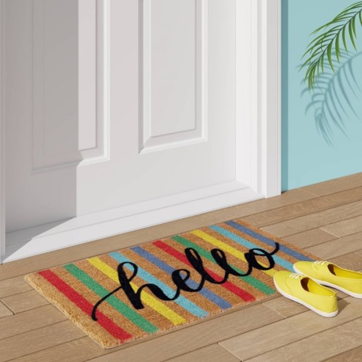 Multi Stripe Hello Doormat