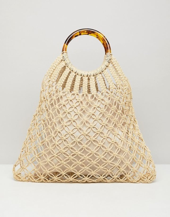 ASOS Design Tort Handle Macrame Shopper Bag