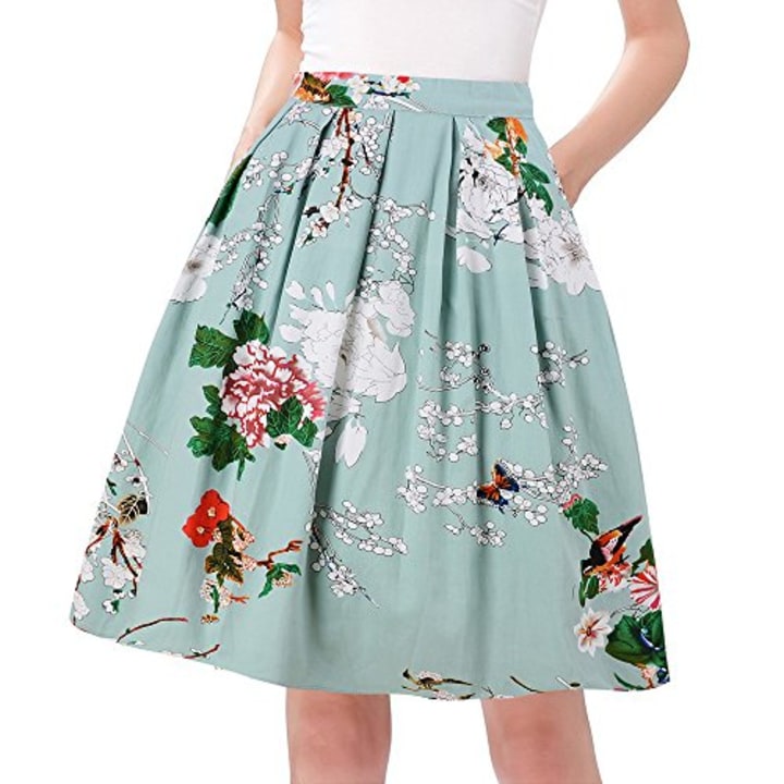 Taydey A-Line Pleated Vintage Skirt