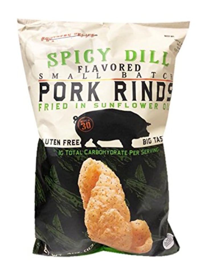 Southern Recipe Gluten Free Pork Rinds Fried in Sunflower Oil 4oz, 2 Pack (Spicy Dill)