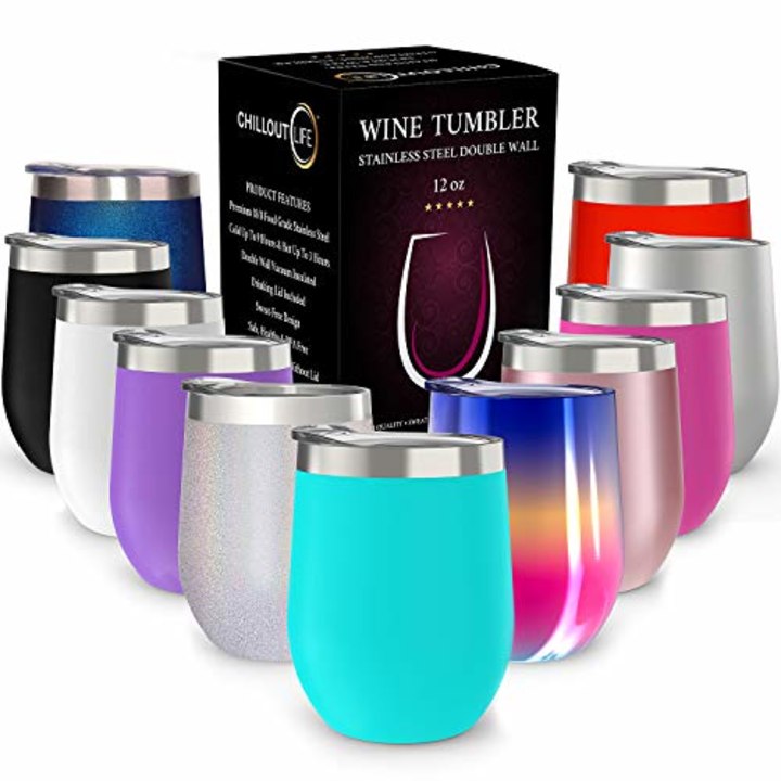 Cupture Stemless Wine Glasses 12 oz Vacuum Insulated Tumbler with