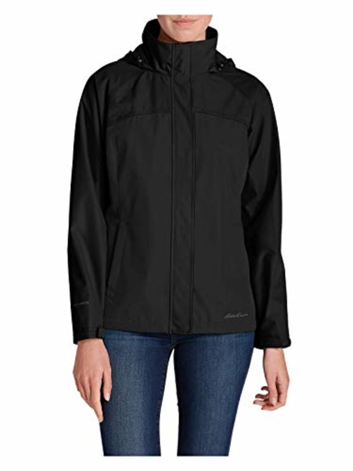 Eddie Bauer Women&#039;s Rainfoil Packable Jacket, Black Regular XL