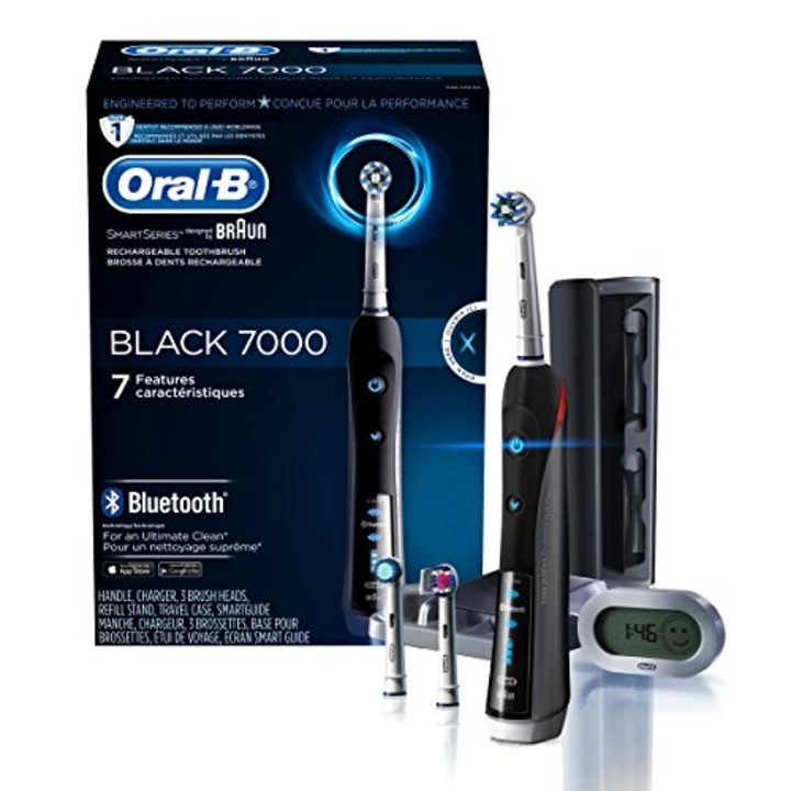 Oral-B 7000 SmartSeries Rechargeable Power Electric Toothbrush with 3 Replacement Brush Heads, Bluetooth Connectivity and Travel Case, Amazon Dash Replenishment Enabled