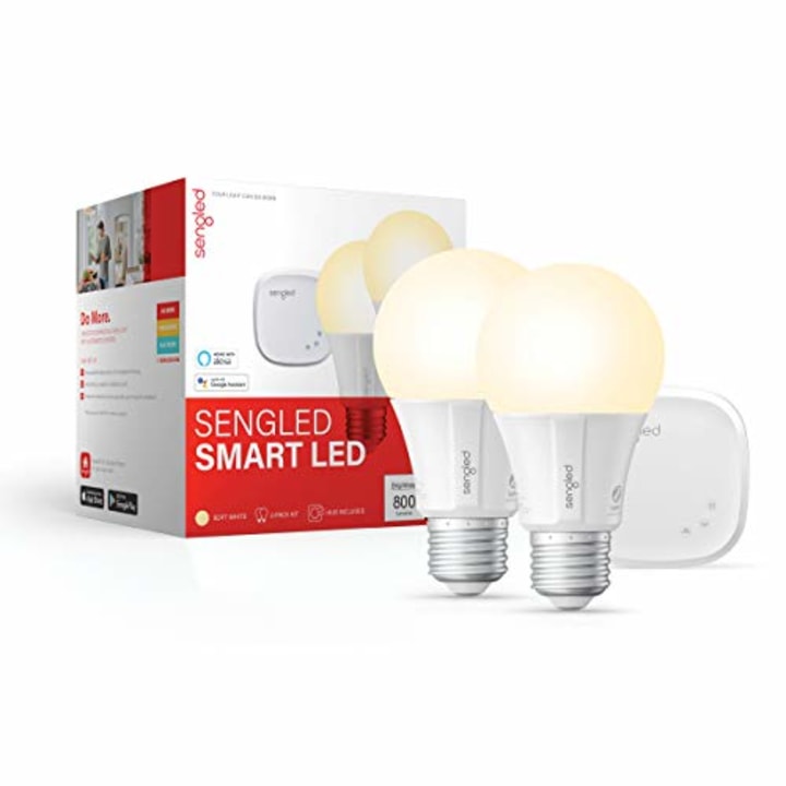 Sengled Smart LED Soft White A19 Starter Kit, 2700K 60W Equivalent, 2 Light Bulbs &amp; Hub, Works with Alexa &amp; Google Assistant