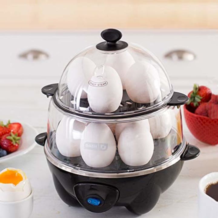 Dash DEC012BK Deluxe Rapid Egg Cooker Electric for for Hard Boiled, Poached, Scrambled, Omelets, Steamed Vegetables, Seafood, Dumplings &amp; More 12 Capacity, with Auto Shut Off Feature Black