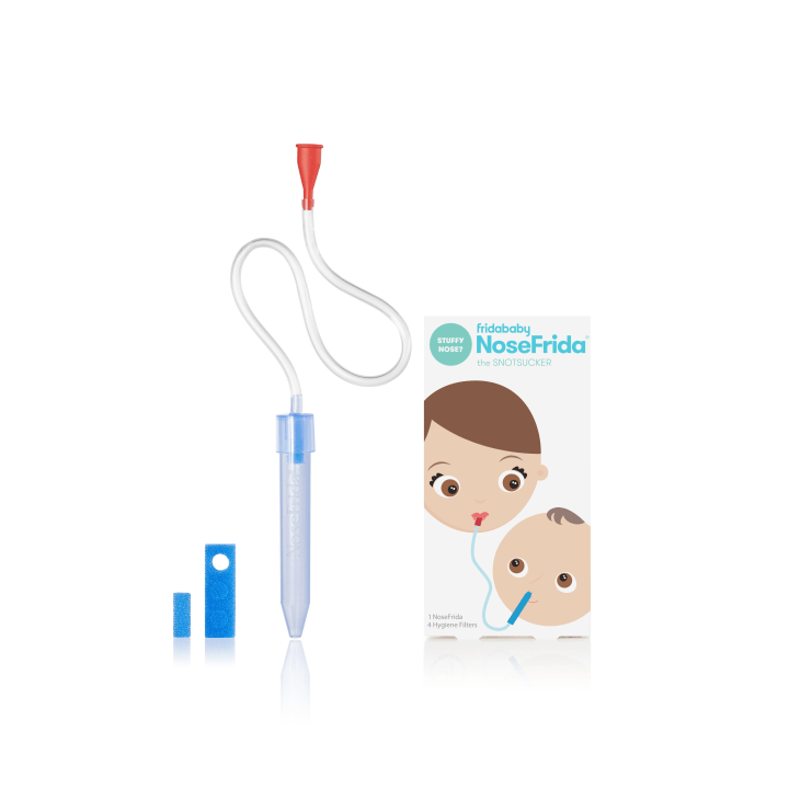 NoseFrida the Snotsucker Baby Nasal Aspirator and Saline Nasal Spray Kit with 10 Hygiene filters by Fridababy - Sinus Congestion Relief for newborns up to toddlers (Amazon)
