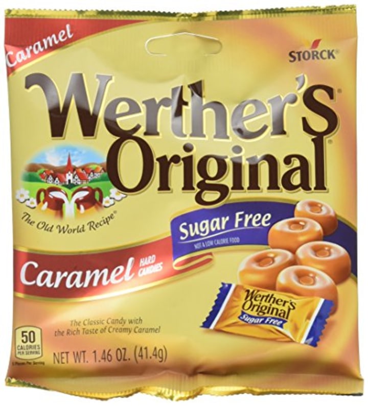 WERTHER&#039;S ORIGINAL Sugar Free Caramel Hard Candy, 1.46 Ounce Bag (Pack of 12), Hard Candy, Bulk Candy, Individually Wrapped Candy Caramels, Caramel Candy Sweets, Bag of Candy, Hard Candy Bulk
