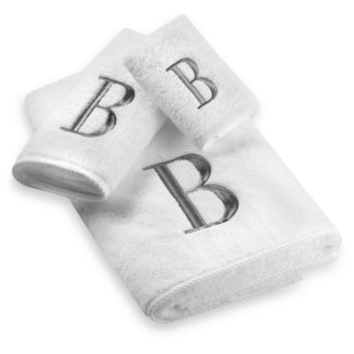 Silver Block Monogram Bath Towel