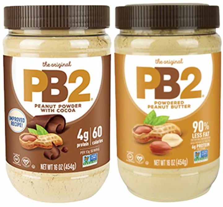 Bell Plantation Powdered PB2 Bundle: 1 Peanut Butter and 1 Chocolate Peanut Butter, 1 lb Jar (2-pack)